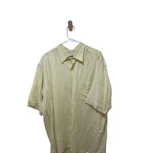 Austin Reed Linen Blend Button‎ Up Short Sleeve Casual Shirt XL